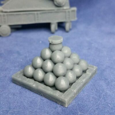 Small pile of siege cannon balls on platform