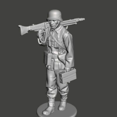 German soldier walking with MG42 on shoulder AS