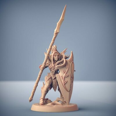 Sylvan warrior female with spear and shield AG