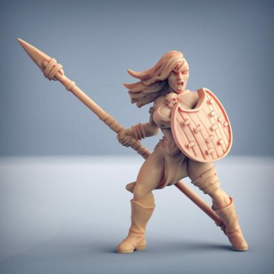Amazon Warrior raised spear and shield AG