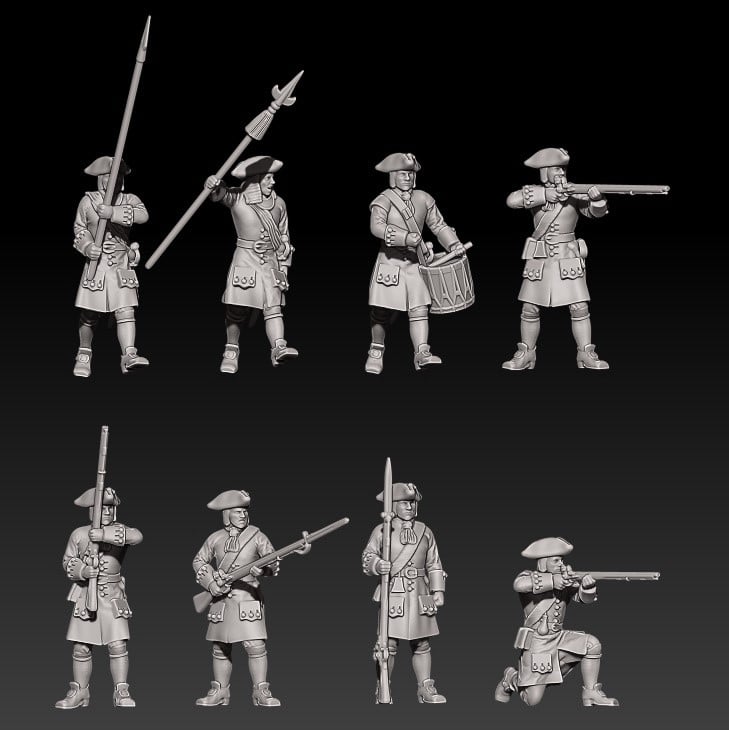 russian infantry Great Northern War in tricorne and plug bayonet set 1